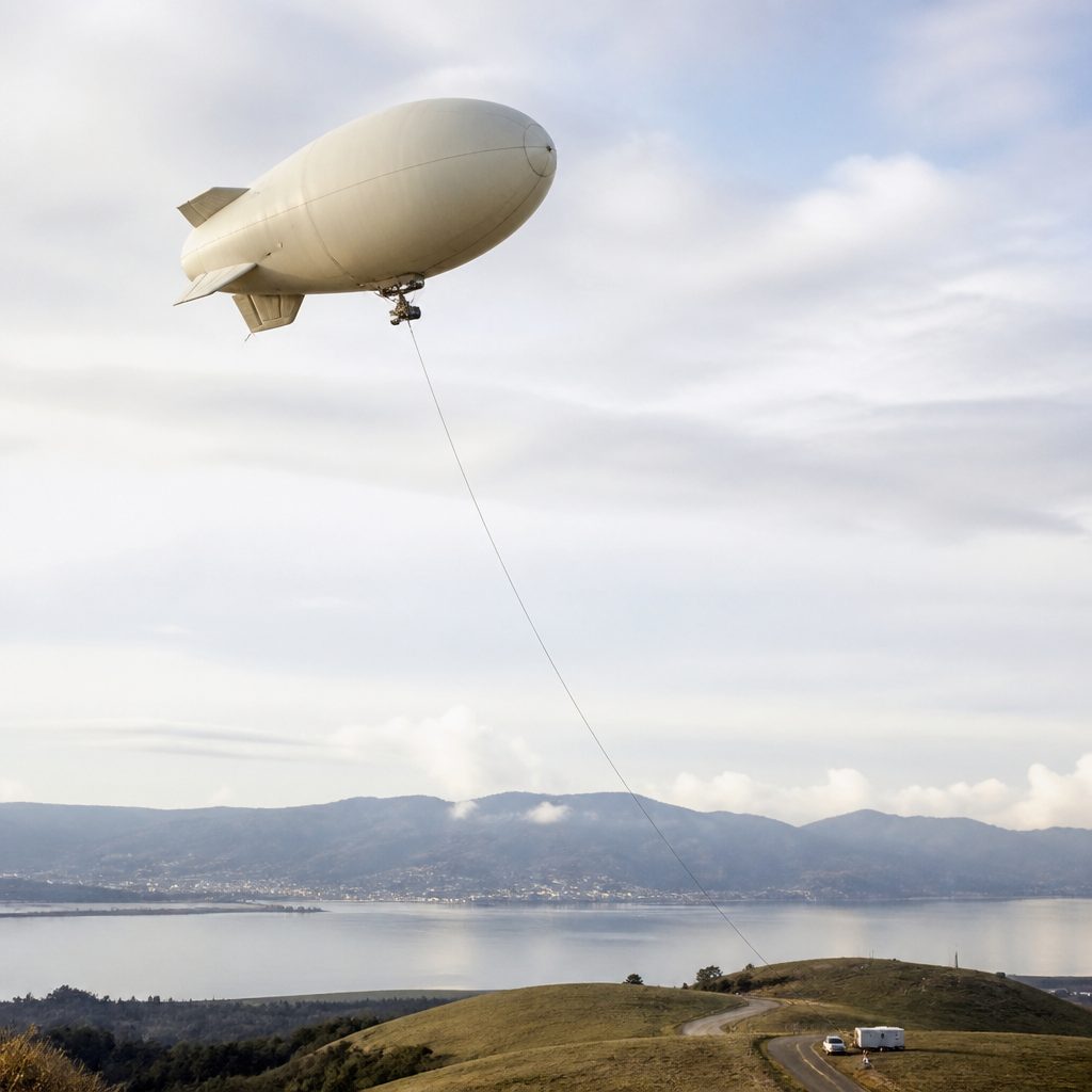The tether decides the altitude, and the wind decides the tether : How blimp camera photography works
